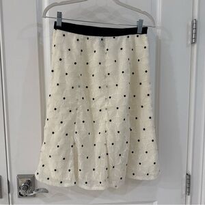 Ann Taylor Elegant Cream and Black Polka Dot Skirt